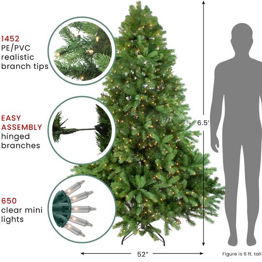 6.5ft. Pre-Lit Noble Fir Artificial Christmas Tree, Clear Lights